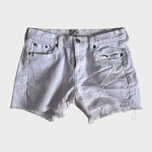 J. Crew Denim Size 26 White Jean Shorts Cut Off Frayed Hem